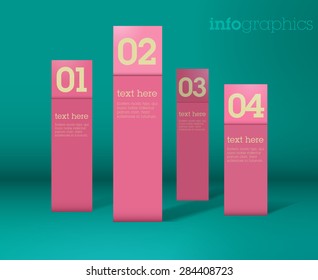 Modern simple yellow infographics / Cut out paper 3D infographics. Paper charts / can be used for application or website navigation / web banners / Vector / Colourful design