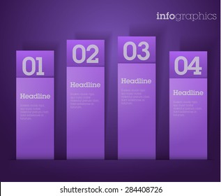 Modern simple yellow infographics / Cut out paper 3D infographics. Paper charts / can be used for application or website navigation / web banners / Vector / Colourful design