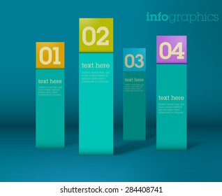 Modern simple yellow infographics / Cut out paper 3D infographics. Paper charts / can be used for application or website navigation / web banners / Vector / Colourful design