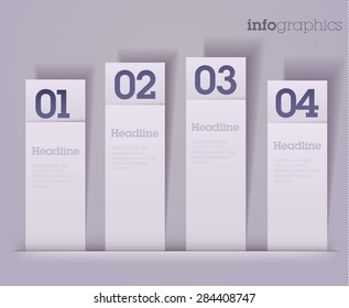 Modern simple yellow infographics / Cut out paper 3D infographics. Paper charts / can be used for application or website navigation / web banners / Vector / Colourful design