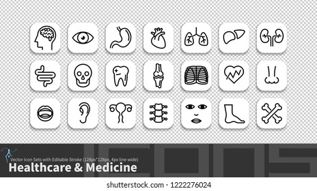 Modern simplicity line icon set with editable stroke. Healthcare & Medicine pack.