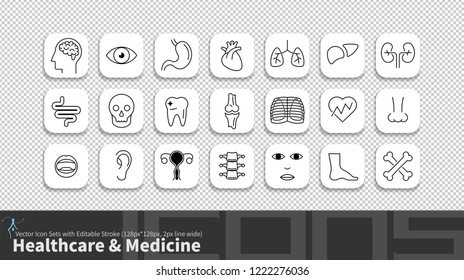 Modern simplicity line icon set with editable stroke. Healthcare & Medicine pack.