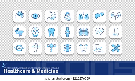 Modern simplicity line icon set with editable stroke. Healthcare & Medicine pack.