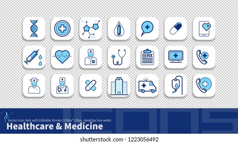 Modern simplicity line icon set with editable stroke. Healthcare & Medicine pack.