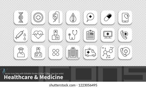Modern simplicity line icon set with editable stroke. Healthcare & Medicine pack.