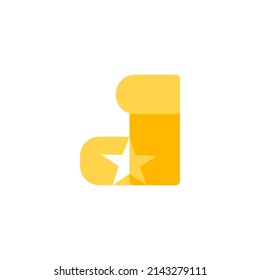 Modern simplicity star logo with letter J. Star concept logo design template with letter J. vector illustration eps10