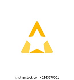 Logo estrella de simplicidad moderna con letra a. Plantilla de diseño del logotipo de concepto de estrella con letra A. ilustración vectorial eps10