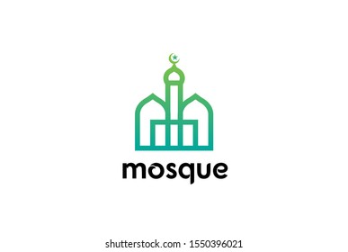 Modern simplistic mosque illustration logo design vector graphic