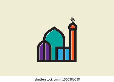 Modern simplistic mosque illustration logo design vector graphic
