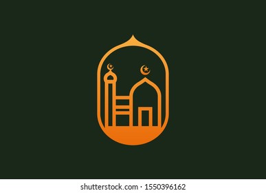 Modern simplistic mosque illustration logo design vector graphic