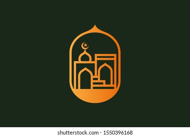 Modern simplistic mosque illustration logo design vector graphic