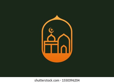 Modern simplistic mosque illustration logo design vector graphic