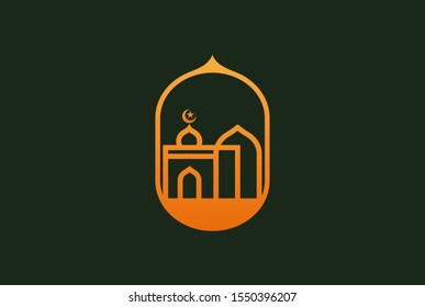 Modern simplistic mosque illustration logo design vector graphic