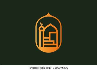 Modern simplistic mosque illustration logo design vector graphic