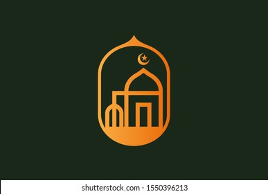 Modern simplistic mosque illustration logo design vector graphic