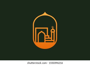 Modern simplistic mosque illustration logo design vector graphic