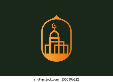 Modern simplistic mosque illustration logo design vector graphic