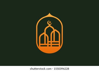 Modern simplistic mosque illustration logo design vector graphic