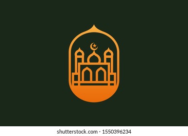 Modern simplistic mosque illustration logo design vector graphic