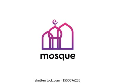 Modern simplistic mosque illustration logo design vector graphic