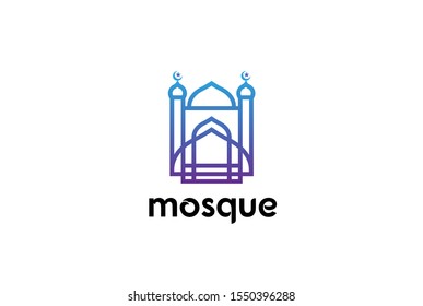 Modern simplistic mosque illustration logo design vector graphic