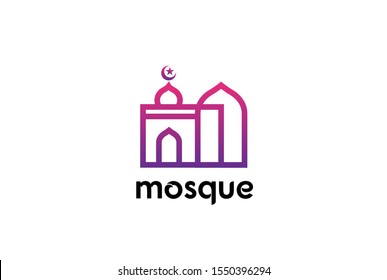 Modern simplistic mosque illustration logo design vector graphic