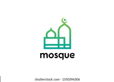 Modern simplistic mosque illustration logo design vector graphic
