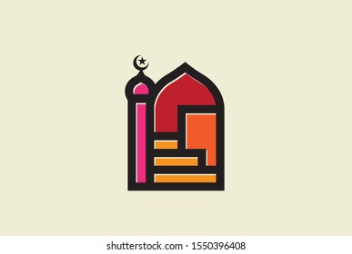 Modern simplistic mosque illustration logo design vector graphic