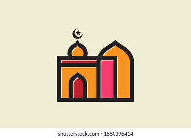 Modern simplistic mosque illustration logo design vector graphic