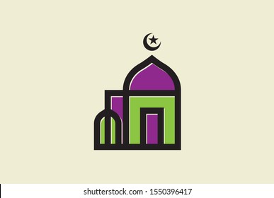 Modern simplistic mosque illustration logo design vector graphic