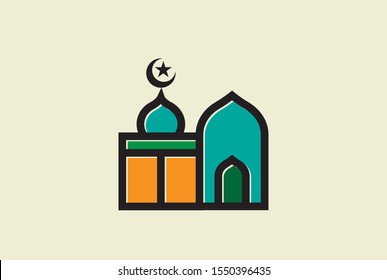 Modern simplistic mosque illustration logo design vector graphic