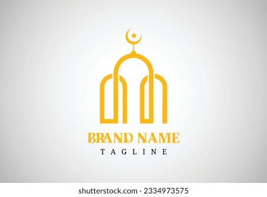 Modern simplistic mosque illustration logo design vector graphic