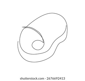 Um desenho moderno de linha única ilustração de um bife de carne crua, perfeito para conceitos de comida ou restaurante.