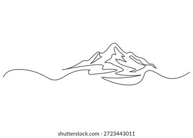 Ilustración moderna de una sola línea estilo de contorno limpio de una cresta de montaña áspera con un trabajo de línea expresivo para impresiones artísticas