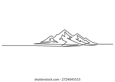 Ilustração moderna de linha única estilo de contorno limpo de montanhas triangulares afiadas para equipamentos ao ar livre e marca de equipamentos
