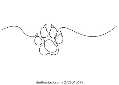 Moderne einzeilige Illustration sauber Umriss Stil Hundepfote mit scharfen Klauen