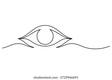 Modern single stroke line clean outline style of a sharp focused eye with side accents