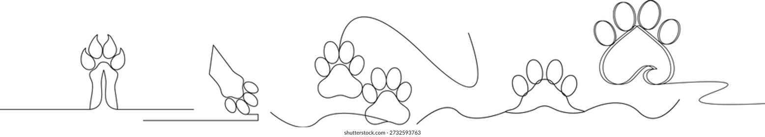 Estilo moderno de contorno limpio de una sola línea de golpe de un Anuncio Horizontal con varias patas de perro