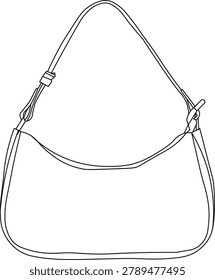 Modern site bag outline vector illustration featuring a clean and minimalist line art design. Perfect for ecommerce websites, online shopping platforms, mobile applications, digital marketing materials, user interfaces, web icons, online stores, and retail branding projects. Editable vector and isolated on a white background.