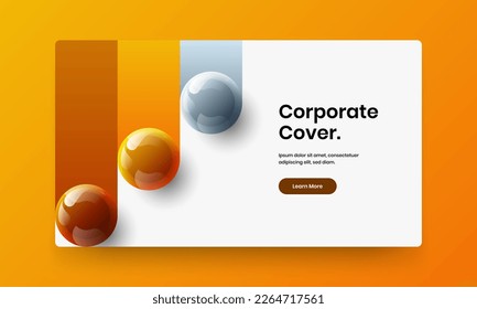 Modern site design vector concept. Premium 3D spheres company brochure template.