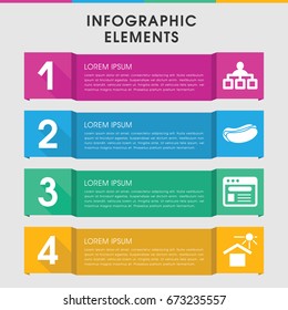 Modern site infographic template. infographic design with site icons includes structure, hot dog. can be used for presentation, diagram, annual report, web design.