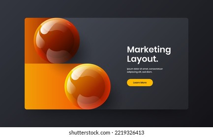 Modern site vector design layout. Fresh 3D spheres journal cover concept.