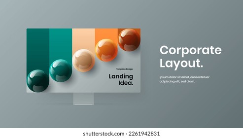 Modern site vector design template. Minimalistic monitor mockup web banner concept.
