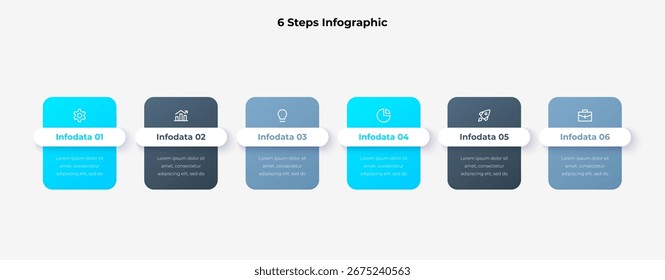 Modelo de Infográfico Moderno de Seis Passos para Conceitos Organizacionais e de Negócios