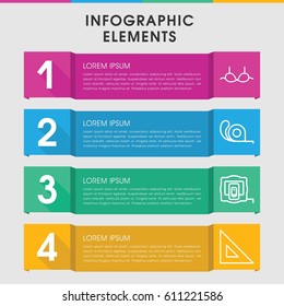 Modern size infographic template. infographic design with size icons includes measure tape, bra, tape. can be used for presentation, diagram, annual report, web design. 