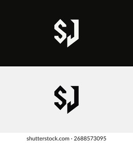 Modern SJ letter monogram logo design in abstract geometric style. Clean and professional vector icon suitable for branding, technology, fashion, or corporate identity.
