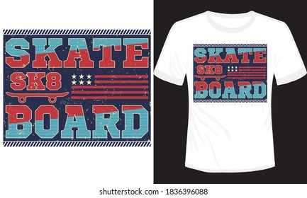 Modern skateboard, sk8 t-shirt vector design, ready to print white skate t-shirt vector illustration skateboard t-shirt  illustration