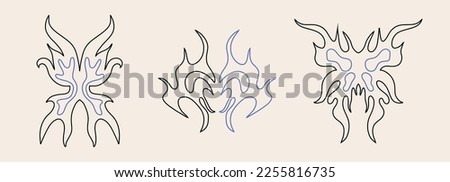 Modern sketch for a tattoo in the style of the 2000s. Abstract drawing of a butterfly. Abstract drawing. Punk style tracery, informal culture.