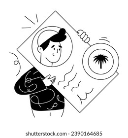 Moderne skizzenhafte Illustration von Ausflugsplan 