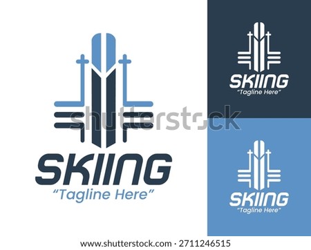 A modern skiing emblem perfect for athletic brands, outdoor gear, and winter activity promotions.